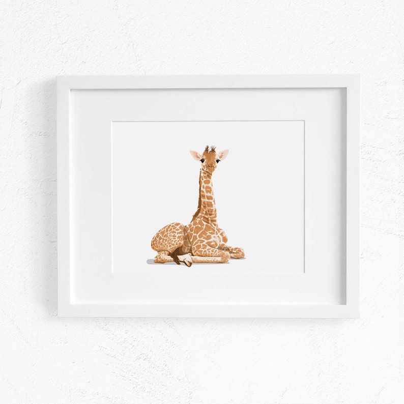 Baby Giraffe Nursery Art Print Baby Jungle Animal Artwork Etsy
