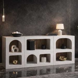 modern arch storage.TV stand.Console table with shelves