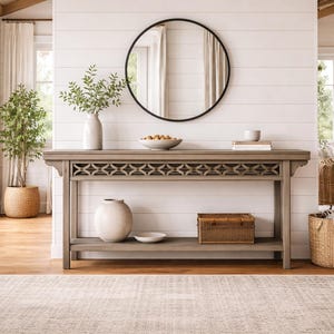 Extra Long Console Table Narrow Entryway Solid Sofa table with shelf