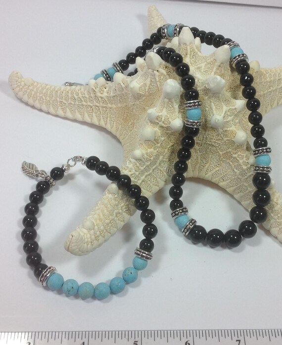 Men's Jewelry Set Turquoise and Glass Necklace and Etsy