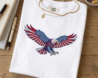 USA Eagle Embroidery PNG, Patriotic American Flag Eagle Design, Vintage USA Shirt Sublimation, Fourth of July Digital Download