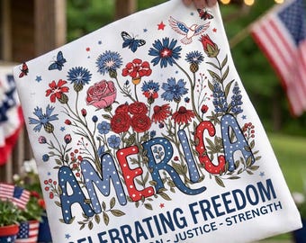USA 250 Years PNG, America Floral Birthday Sublimation Design, Patriotic Rose & Cornflower Shirt PNG, 4th of July 2026 Digital Download