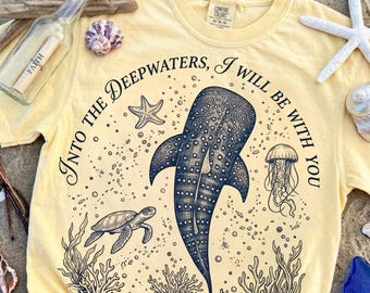 Bible Verse PNG, Pass Through Deep Waters Christian Shirt Design, Coastal Sailboat Summer Sublimation, Watercolor Beach Digital Download