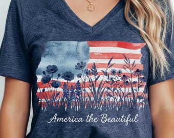 Women’s Patriotic Shirt PNG, 250 Years of Freedom Floral Design, America 250 Sublimation PNG, Fourth of July Wildflower Shirt Download