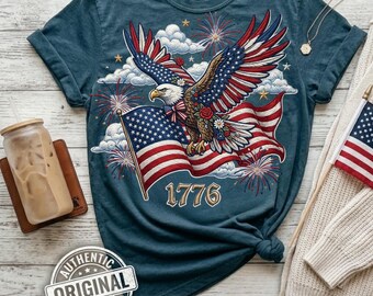 Patriotic Eagle 1776 PNG, American Flag Bald Eagle Design, USA Independence Sublimation PNG, Fourth of July Digital Download