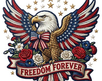 Freedom Forever Eagle PNG, Patriotic Bald Eagle Design, American Flag Sublimation PNG, USA Fourth of July Digital Download