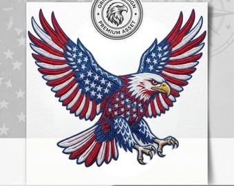 Patriotic Eagle PNG, USA Embroidery Shirt Design, American Flag Bald Eagle Sublimation, Fourth of July Digital Download