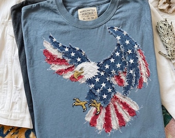Patriotic Eagle PNG, American Flag Eagle Design, 4th of July Sublimation PNG, Vintage USA Eagle Graphic, Distressed Denim Eagle Shirt