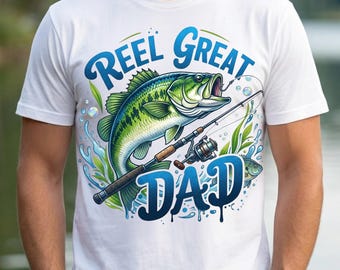 Reel Great Dad PNG, Funny Fishing Father’s Day Sublimation Design, Dad Fishing Shirt PNG, Patriotic Fisherman Digital Download