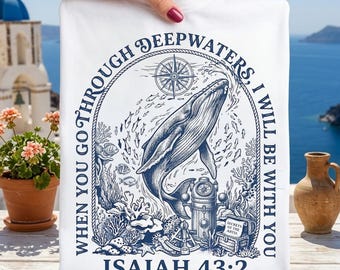Watercolor Beach PNG, Pass Through Deep Waters Christian Design, Coastal Sailboat Bible Verse Shirt, Summer Sublimation Digital Download