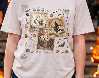 Halloween-stempel png, vintage griezelig verzendontwerp, spookheks begraafplaats Halloween-sublimatie, gotische digitale download