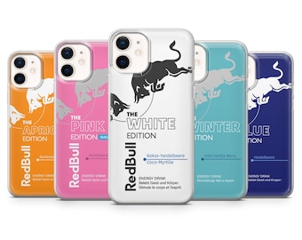 Red Bull Phone Case Energy Drink Cover for iPhone 17Pro, 16, 15, 14, 13, 12, 11, Samsung S25, S24, S23, A16, A35, A55, Pixel 10,9