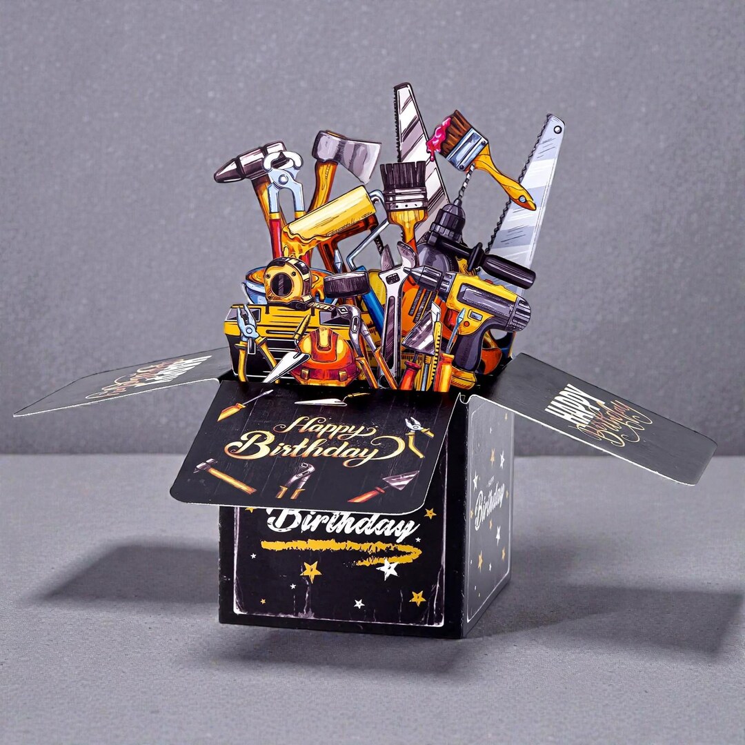 Handmade 3D Tool Box Pop up Birthday Card - Etsy