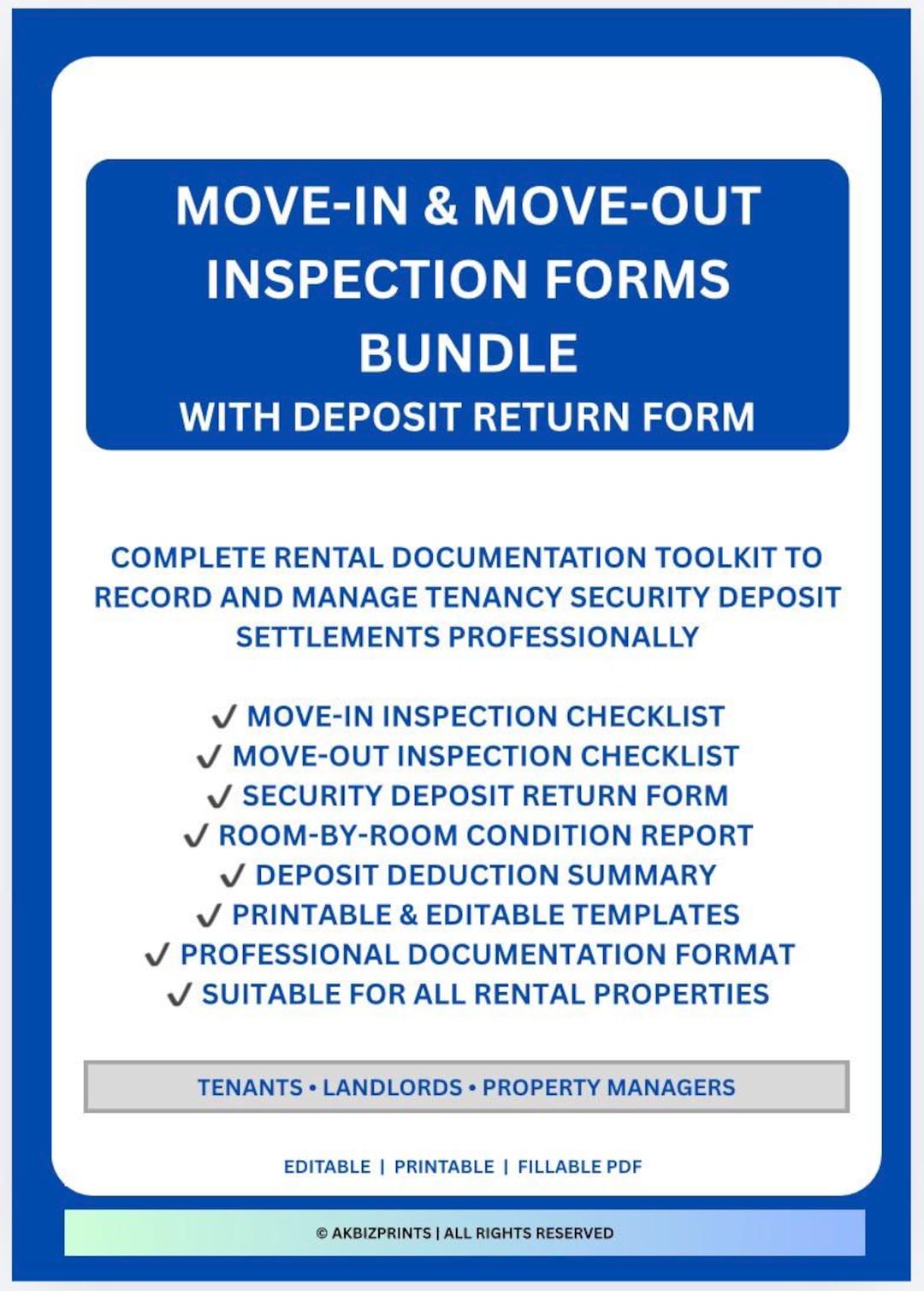 Rental Inspection Bundle | Move-in Move-out Checklist | Deposit Return ...