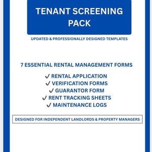 Rental Application & Tenant Screening Forms Bundle - Landlord Template  Kit, Background Check Authorisation, Guarantor Form Fillable PDF