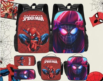 Spider-Man 3-Piece Backpack Set, Waterproof School Bag with Lunch Box, Pencil Case