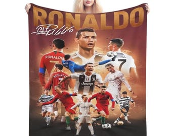 Cristiano Ronaldo Soccer Fleece Blanket, CR7 Fan Throw, Soft Cozy Bedding