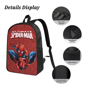Spider-Man 3-Piece Backpack Set, Waterproof School Bag with Lunch Box, Pencil Case image 5