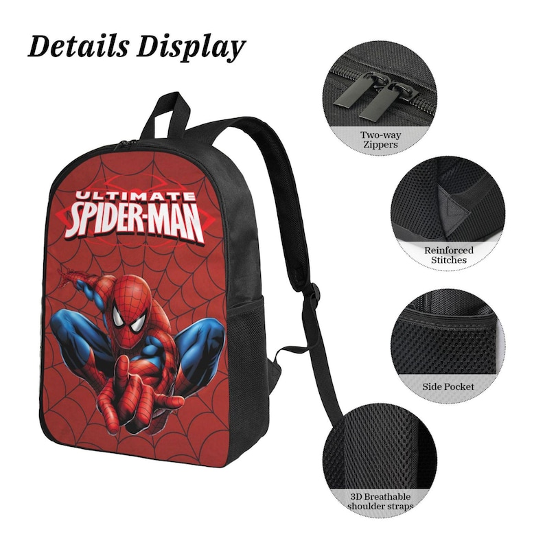 Spider-Man 3-Piece Backpack Set, Waterproof School Bag with Lunch Box, Pencil Case image 5