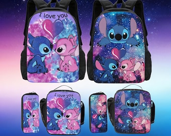 Stitch Angel Backpack Lunch Bag Pencil Case Set Girls Boys