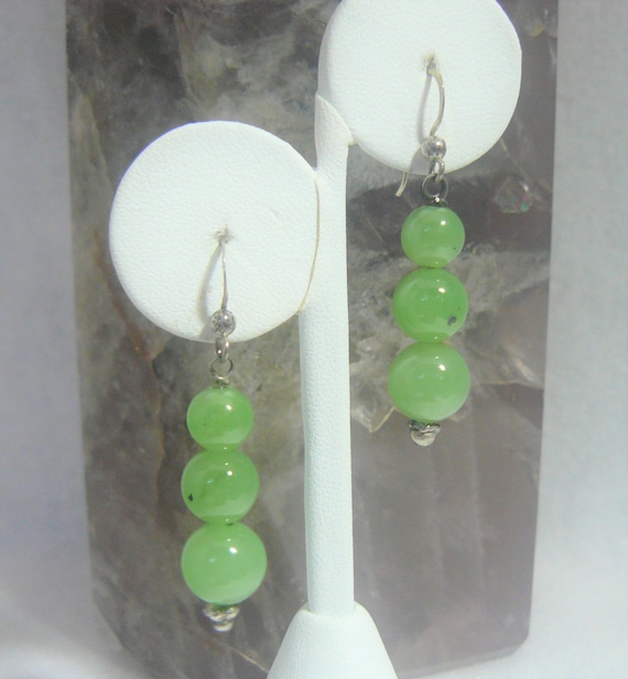 Prehnite Green Gemstone Sterling Silver Drop Earring