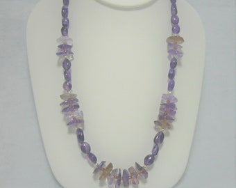 Ametrine and Amethyst Gemstone Handmade Artisan Silver Necklace