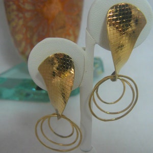 Gold Sterling Silver Artisan Textured    Drop Earrings