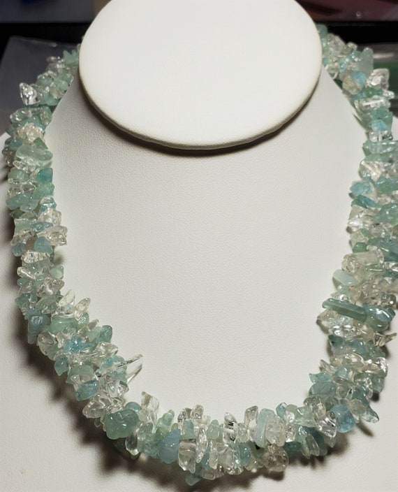 Aquamarine Crystal Gemstone Chip Necklace