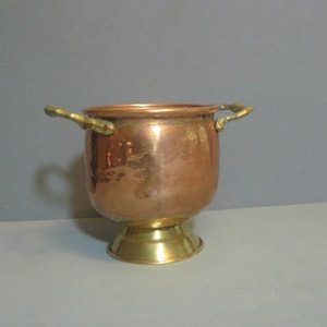 Copper Hammered Pot Brass Handles French Country Cottage Farmhouse