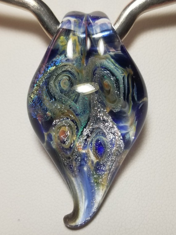 Blown Glass Vortex Art Glass Iridescent Pendant