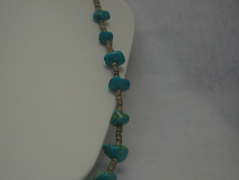 Turquoise Gemstone Heishi Bead Sterling Silver Southwestern Necklace
