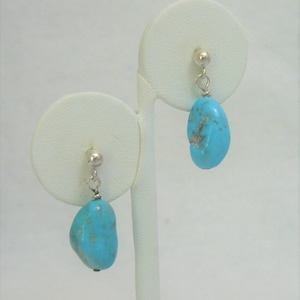 Turquoise Nugget Sleeping Beauty Sterling Silver Drop Post Earring