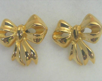 Gold Bow Earrings - Etsy