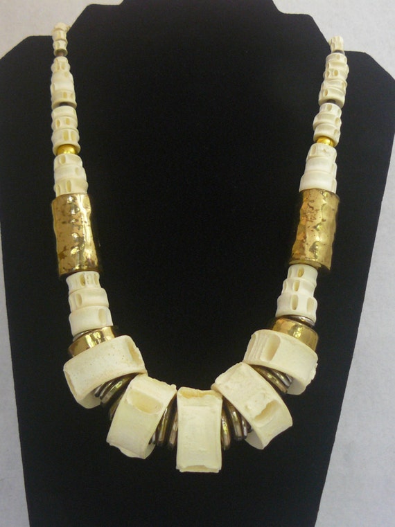 Shark Bone Natural Shark Vertebrae Brass Beads Tri