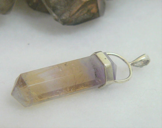 Fluorite Crystal Point Gemstone Sterling Silver P… - image 1