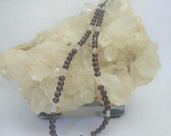 Garnet Crystal Faceted Gemstone Sterling Silver Necklace