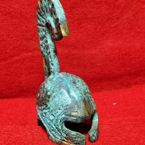 Bronze Greek Spartan Corinthian Snake Crest Plume Patina Helmet