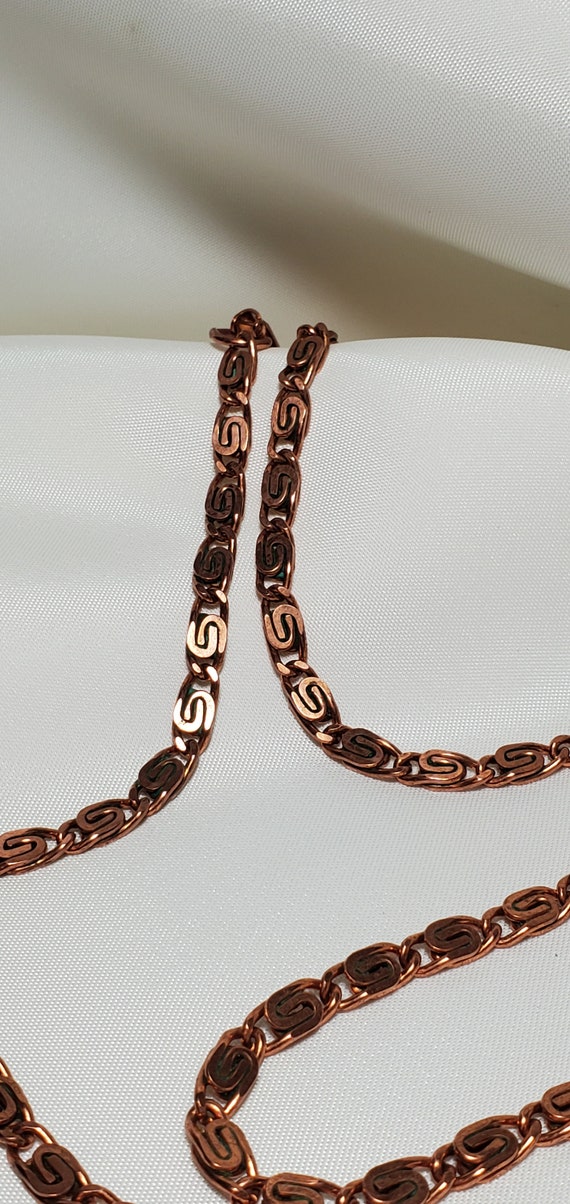 Solid Copper Greek Key 24 Inch Necklace