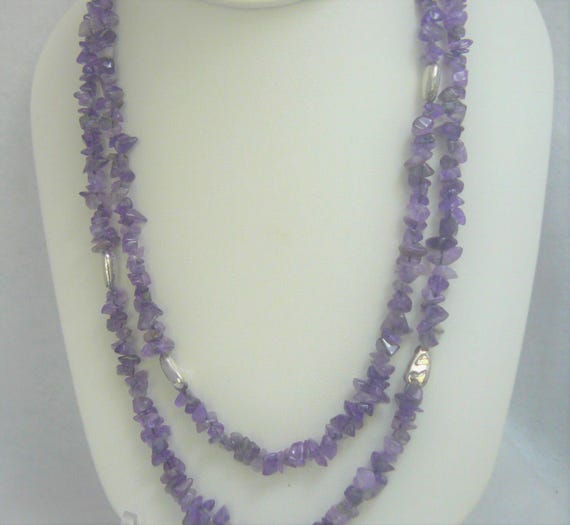 Amethyst Sterling Silver Bead Necklace