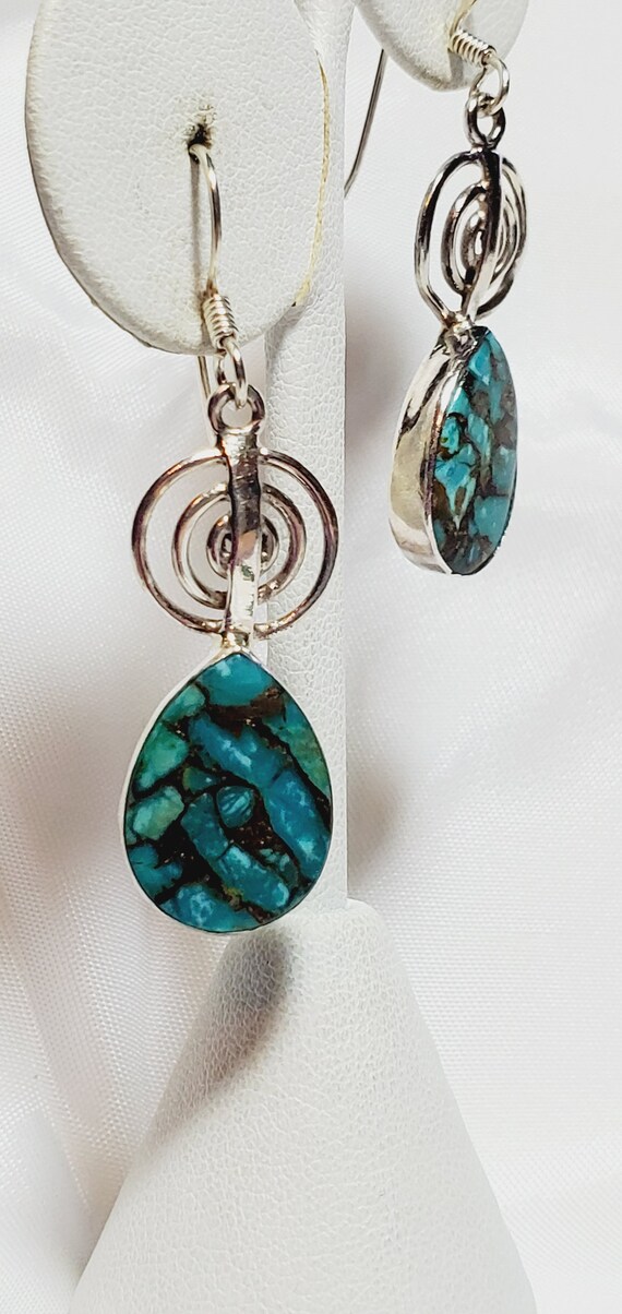 Dangle Blue Mohave Copper Turquoise Sterling Silve
