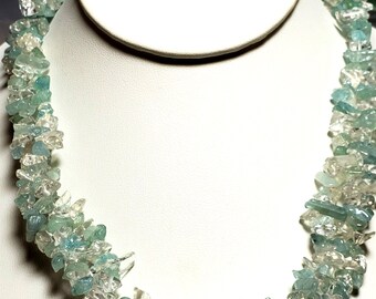 Aquamarine Crystal Gemstone Chip Necklace