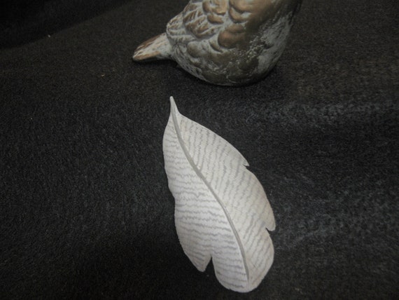 Bird Feather Mallard Duck Artisan Signed Wood Bro… - image 1