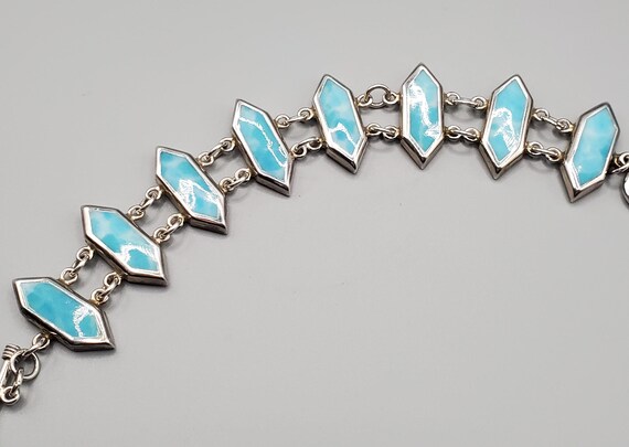 Natural Larimar Sterling Silver Toggle Bracelet - image 5