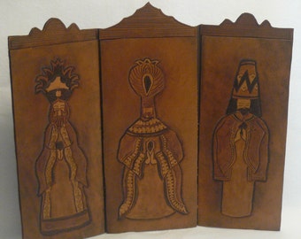 Christmas Three Kings Magi Wise Men Custom Tooled Leather Screen/Picture/Display