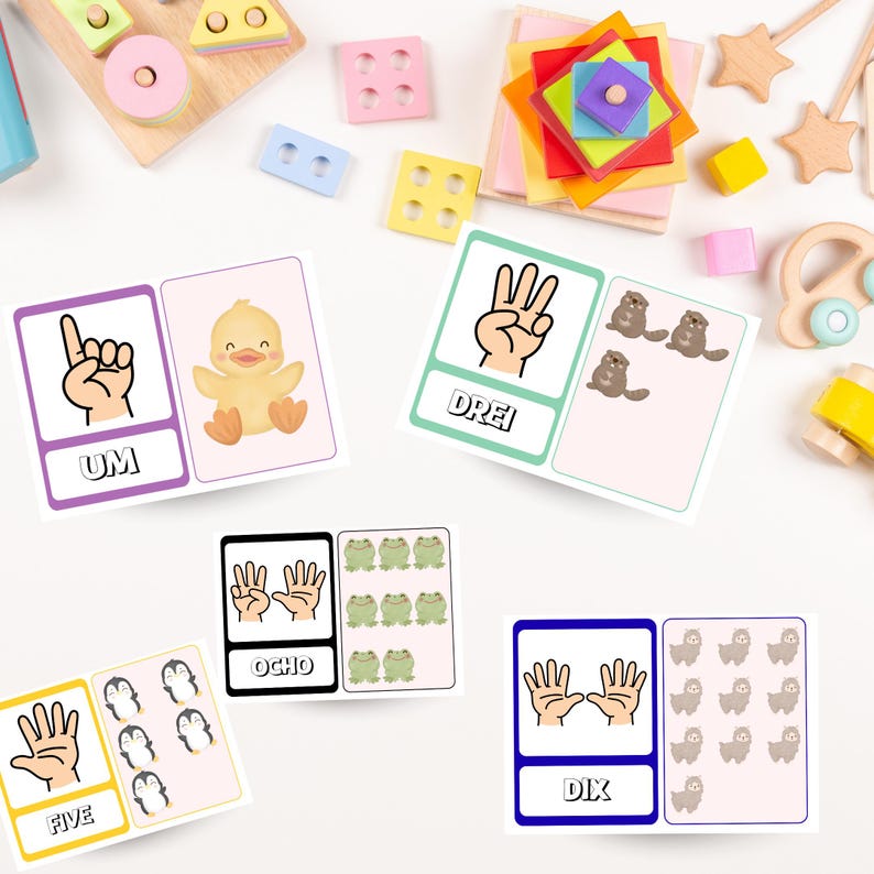 Number Flashcards for Kids | Learn to Count 1-10 | Printable PNG | 5 ...