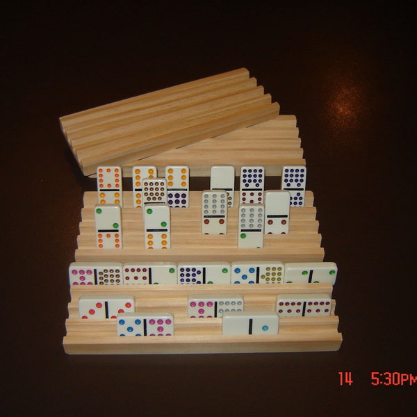 Handmade Domino Holders Set of 4 Racks Mexican Train