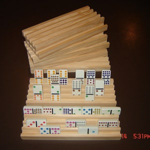 8 Handmade 4 row wooden domino holders. Mexican train. Chicken foot. Mexican Hub. New