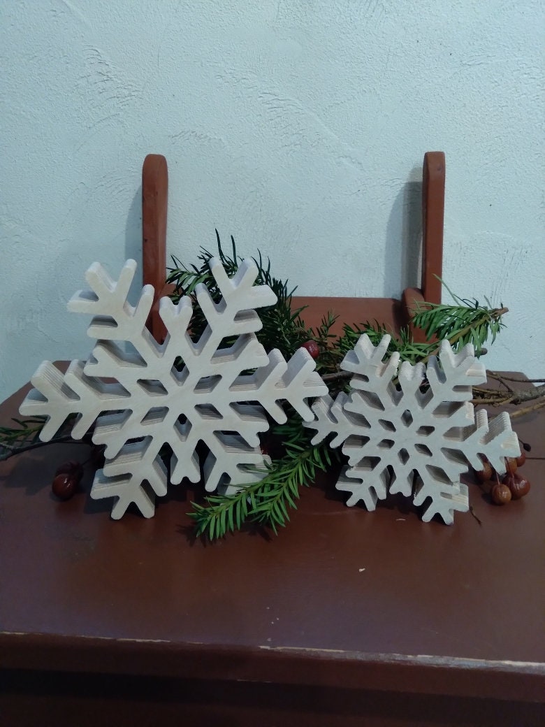 Wood Snowflakes - Two Sizes - the olde farmstead