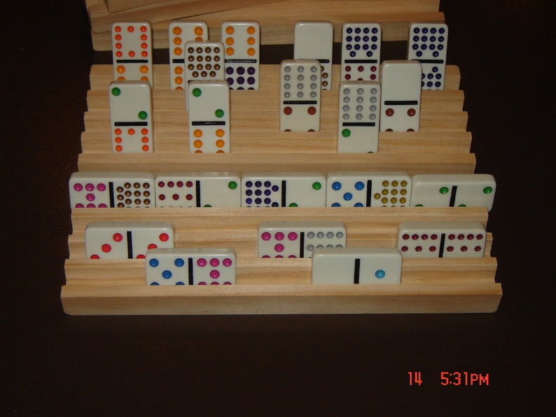 8 Handmade 4 row wooden domino holders. Mexican train. Chicken Etsy