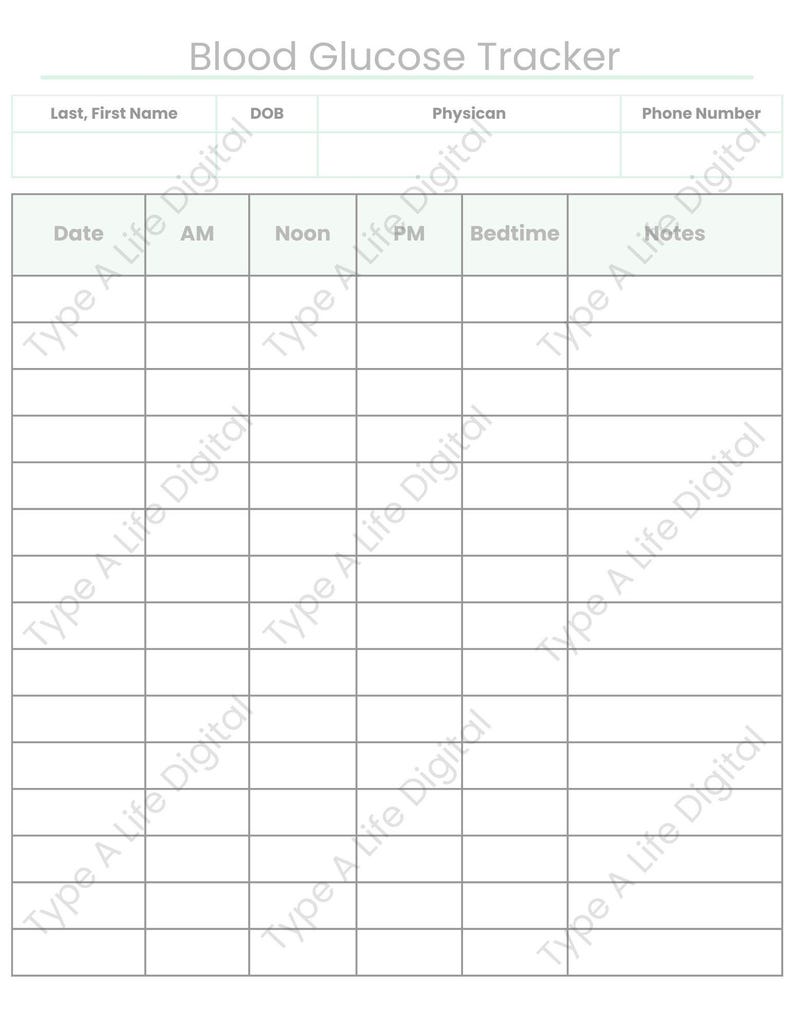 Daily Blood Glucose Tracker Printable PDF | Diabetes Log Sheet | Blood ...